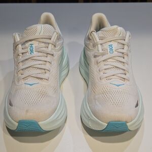 HOKA Bondi 9 Women's Running Shoes White Blue Mesh US 9.5 EU 42 UK 8 Low Top